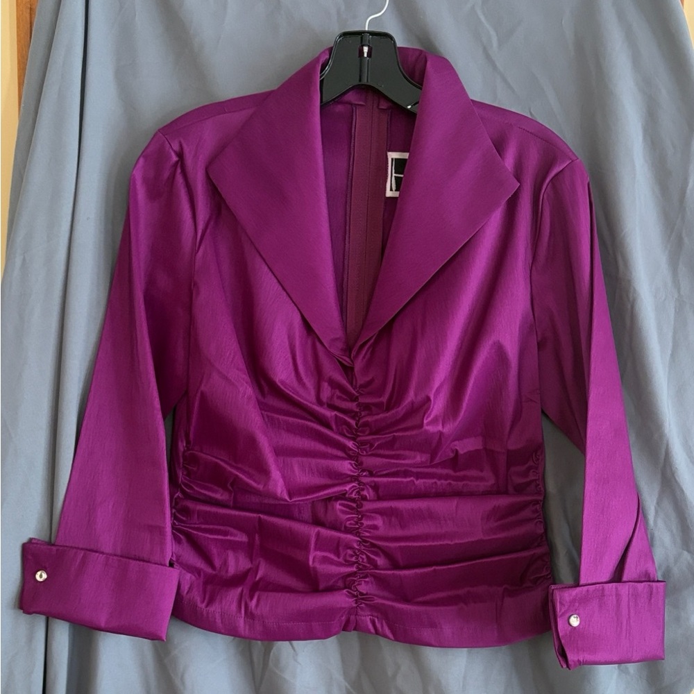 Tadashi Shoji Purple Ruched Blouse